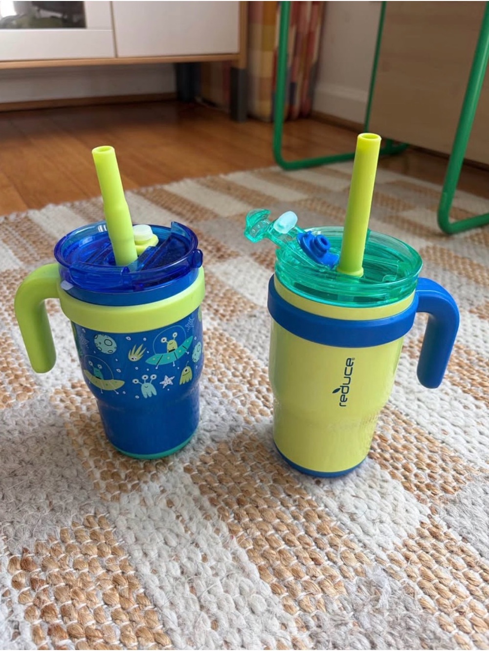 Kids 2-Pack Insulated Straw Sippy Cups - Blue & Lime- reduce